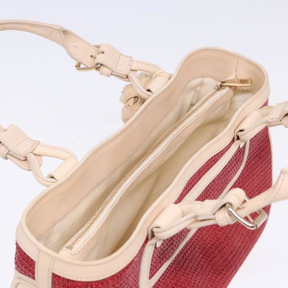 CELINE Boogie bag Hand Bag Straw Red Auth yk13094 - Picture 6 of 16